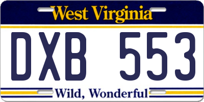 WV license plate DXB553
