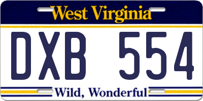 WV license plate DXB554