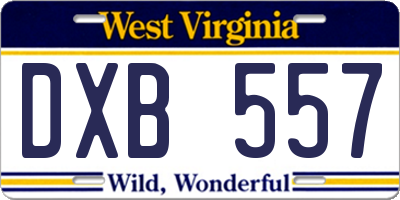 WV license plate DXB557