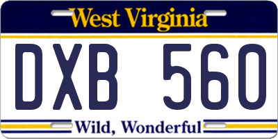 WV license plate DXB560