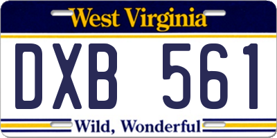 WV license plate DXB561