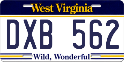 WV license plate DXB562