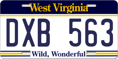 WV license plate DXB563