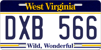 WV license plate DXB566