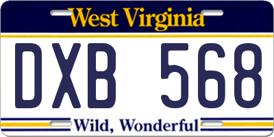 WV license plate DXB568