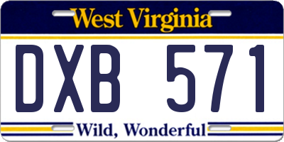 WV license plate DXB571