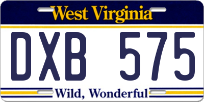 WV license plate DXB575
