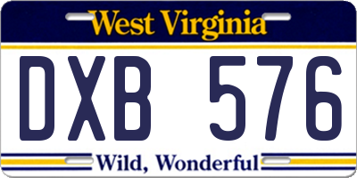 WV license plate DXB576