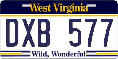 WV license plate DXB577