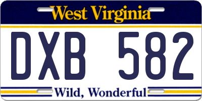 WV license plate DXB582