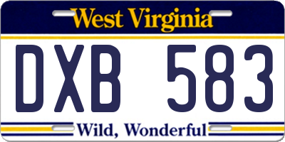 WV license plate DXB583