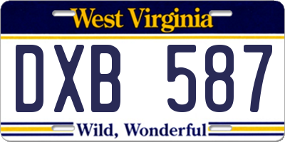 WV license plate DXB587