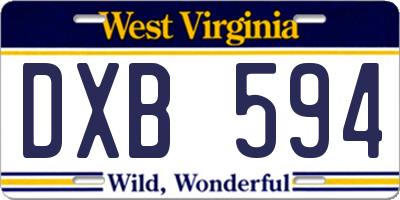 WV license plate DXB594