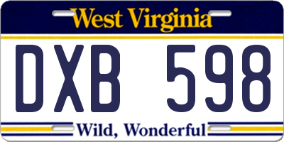 WV license plate DXB598