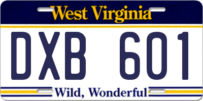 WV license plate DXB601