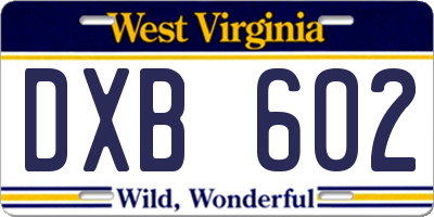 WV license plate DXB602