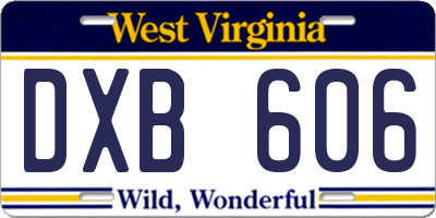 WV license plate DXB606