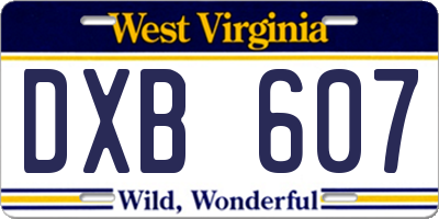 WV license plate DXB607