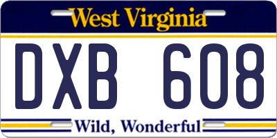 WV license plate DXB608