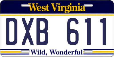WV license plate DXB611