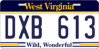 WV license plate DXB613