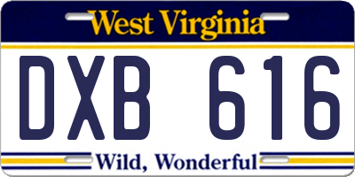 WV license plate DXB616
