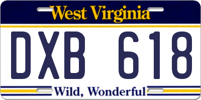 WV license plate DXB618