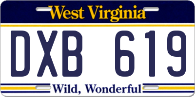 WV license plate DXB619