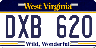 WV license plate DXB620