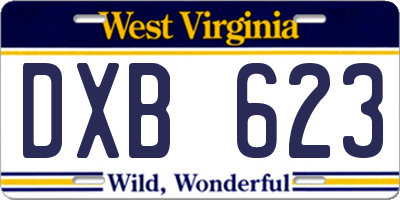 WV license plate DXB623