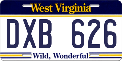 WV license plate DXB626