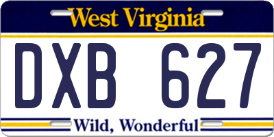 WV license plate DXB627