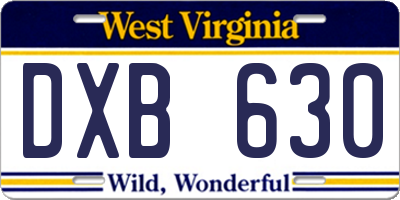 WV license plate DXB630