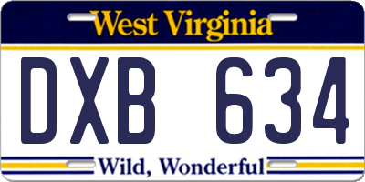 WV license plate DXB634
