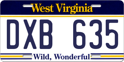 WV license plate DXB635