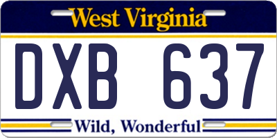 WV license plate DXB637