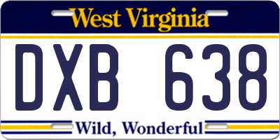 WV license plate DXB638