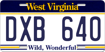 WV license plate DXB640