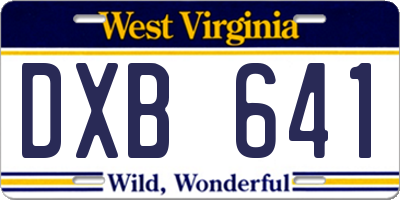 WV license plate DXB641