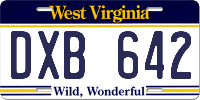 WV license plate DXB642