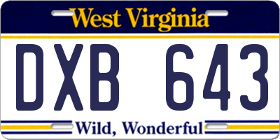 WV license plate DXB643