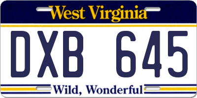 WV license plate DXB645