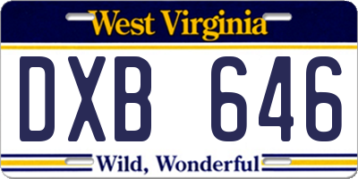 WV license plate DXB646