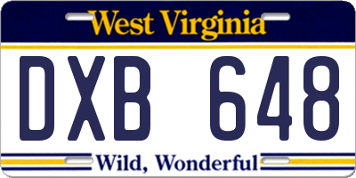 WV license plate DXB648