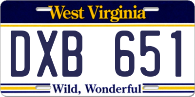 WV license plate DXB651
