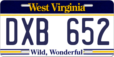 WV license plate DXB652