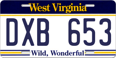 WV license plate DXB653