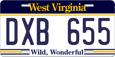 WV license plate DXB655