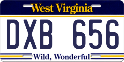 WV license plate DXB656