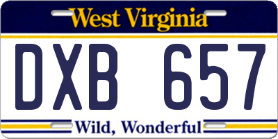 WV license plate DXB657